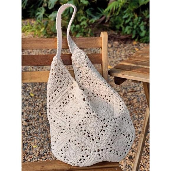 Handbags - Crochet Beach Bag, Summer Beach Bags for Women Beige